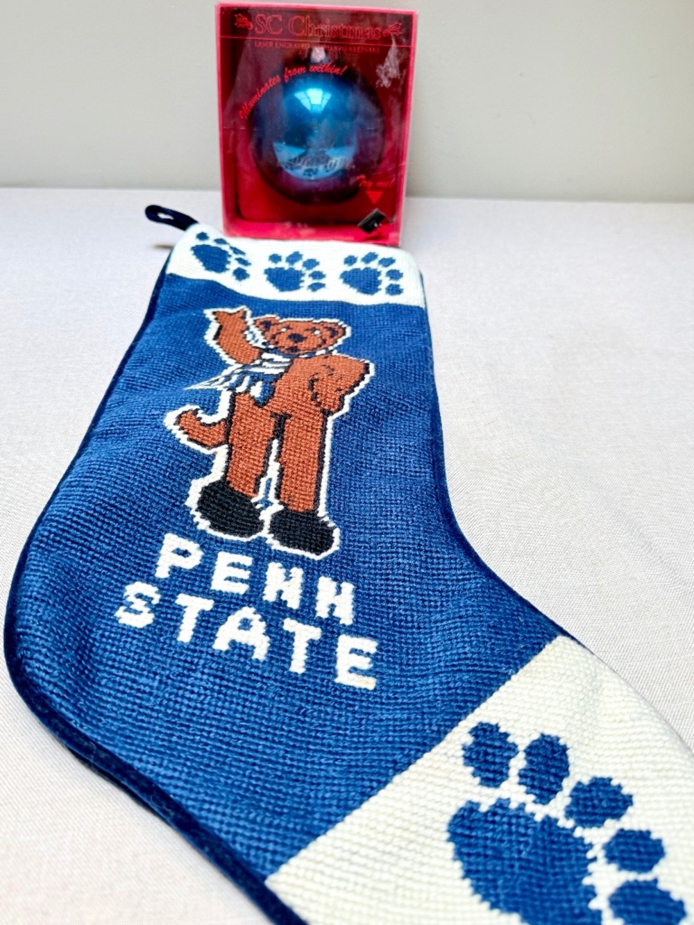 Penn State Christmas Stocking and Laser Light Ornament